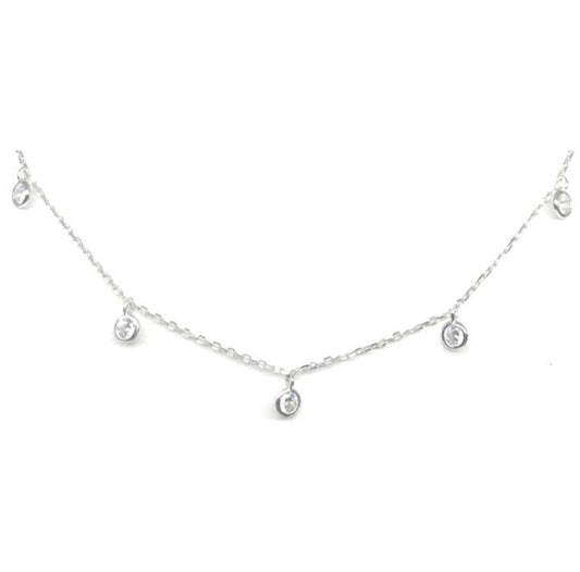Crystal Chain Choker: Sterling Silver (NCH5460) Necklaces athenadesigns 