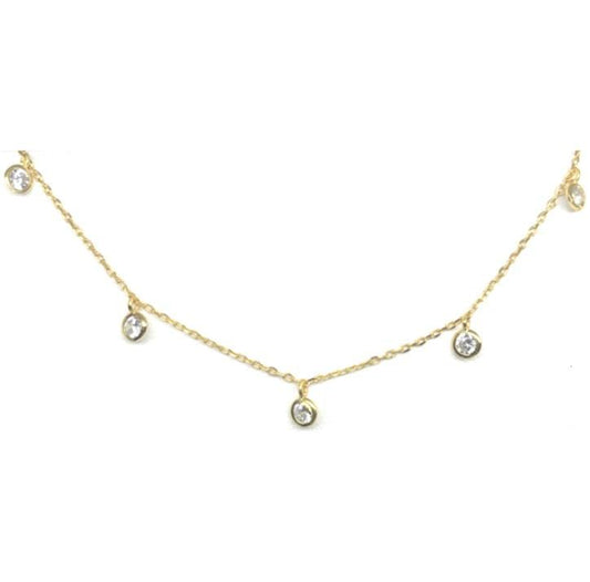 Crystal Chain Choker: Rose Gold Vermeil. Also Gold (NRGCH5460) Necklaces athenadesigns Finish: Gold (NGCH5460) 