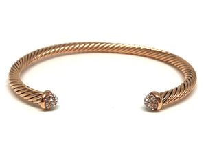 Thin Cable Bracelet with Pave Crystal Endcap: Rose Gold (BRG4050C):Also: Gold Fashion Bracelet athenadesigns Rose Gold:BRG4050C 