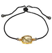 Load image into Gallery viewer, Electroform Stone Pull Bracelet: Rutilated Quartz (PBT748RQZ) Also on Gunmetal Chain Bracelet athenadesigns Gunmetal 
