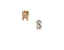 Load image into Gallery viewer, Initial Pave Studs: Letters S-Z: Sterling Silver &amp; Gold Vermeil (EGP45T)Price per Letter Earrings athenadesigns Silver S 
