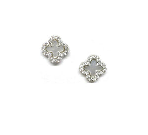 Mother of Pearl Stud Earrings athenadesigns Small Clover Sterling Silver (EP35MOPS) 