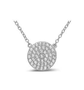 Crystal Pave: Disk Charm in Sterling Silver Necklace (NCS4665) Necklaces athenadesigns Sterling: NCS4665 