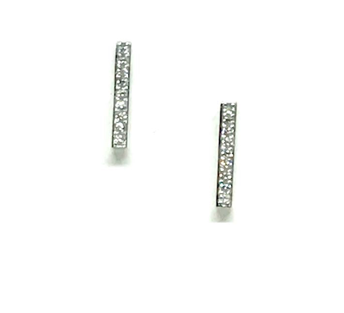 Crystal Micropave Bar Stud Earring: Oxidized Also in Sterling (EXP485) Earrings athenadesigns Sterling: ESP485 