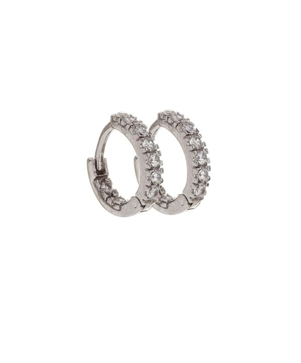 Micro Pave Earring: Huggies Silver (EH455) Earrings athenadesigns Silver 