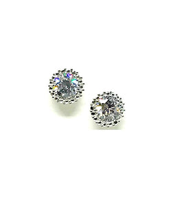 Stud Earring: Round CZ Sterling Silver (EP4656C) Earrings athenadesigns Round CZ Earrings Silver Clear 