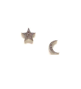 Micro Pave Moon & Star Stud: Sterling Silver (ESP45MNST) Earrings athenadesigns Default Title 