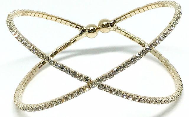 Gold 'X' Crystal Cuff Bracelet (BGX/405) Fashion Bracelet athenadesigns 