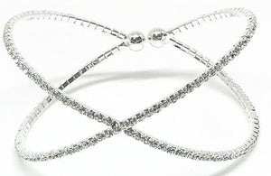 Silver 'X' Crystal Cuff Bracelet (BSX/405) Fashion Bracelet athenadesigns 