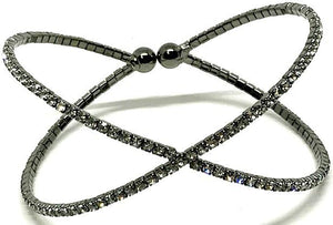 Crystal Cuff Gunmetal "x" (BXX/405) Fashion Bracelet athenadesigns 